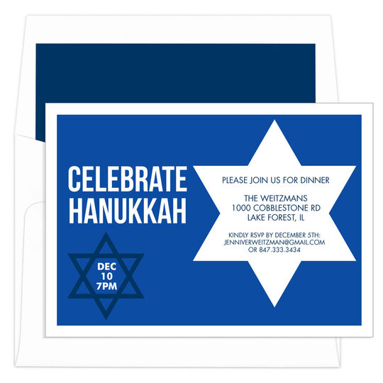 Blue Modern Star of David Invitations